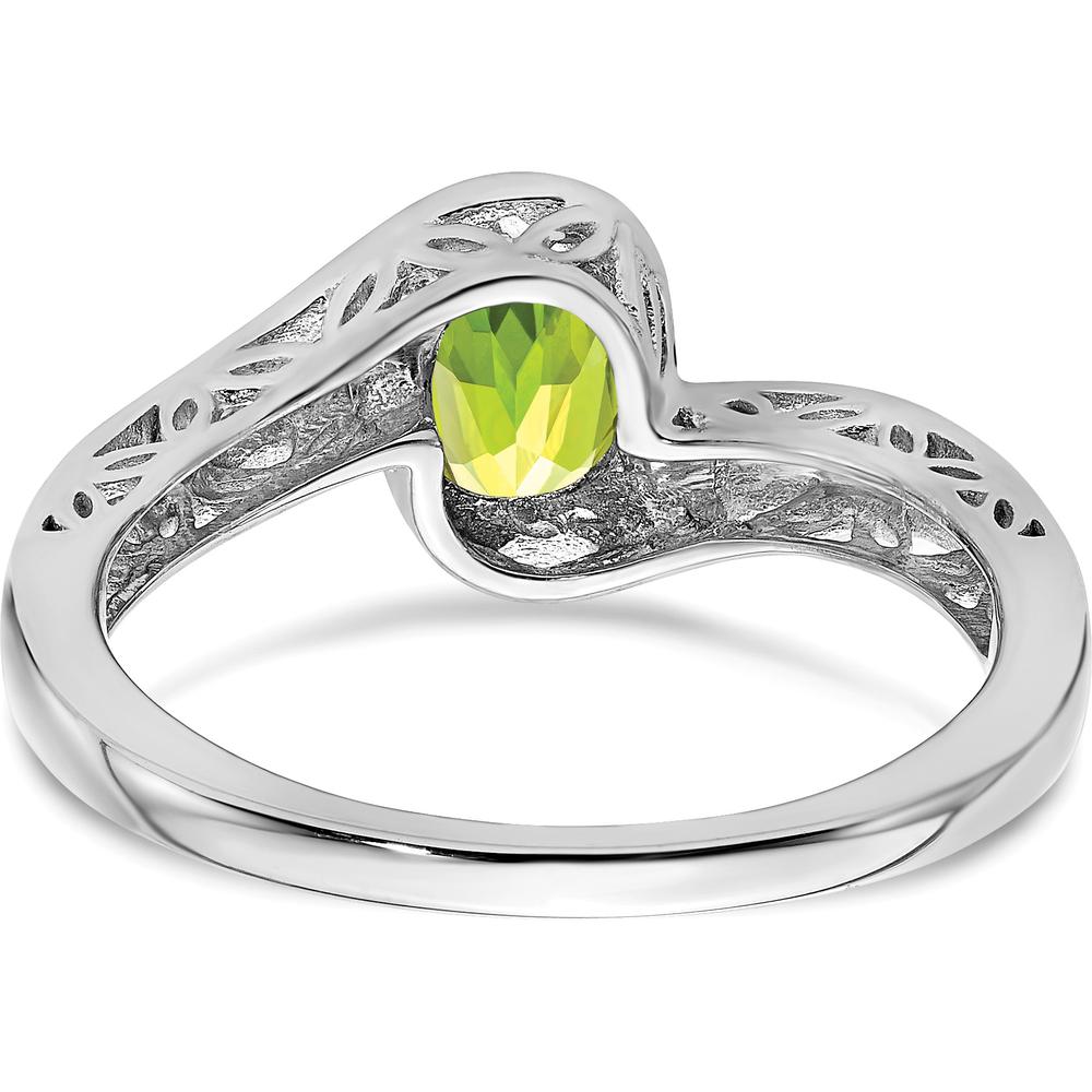 14K White Gold Peridot Bypass Ring with Round 6mm Natural Peridot - 0.878 Carat Total Gemstone Weight by 0