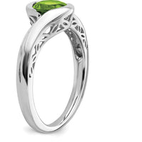 14K White Gold Peridot Bypass Ring with Round 6mm Natural Peridot - 0.878 Carat Total Gemstone Weight by 0