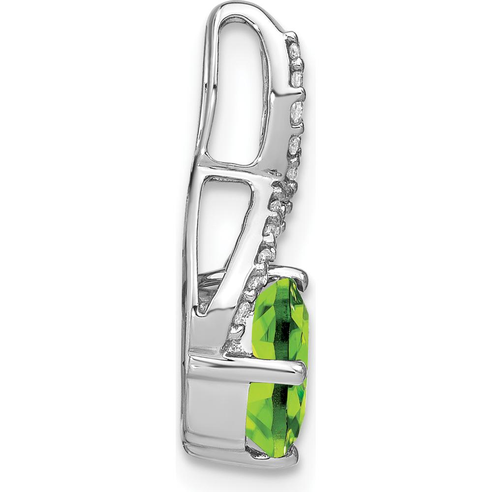 14K White Gold Peridot Cushion Cut Pendant with Round Diamond Halo - 2 Carat Total Peridot Weight by Lumare Gioia