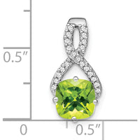 14K White Gold Peridot Cushion Cut Pendant with Round Diamond Halo - 2 Carat Total Peridot Weight by Lumare Gioia