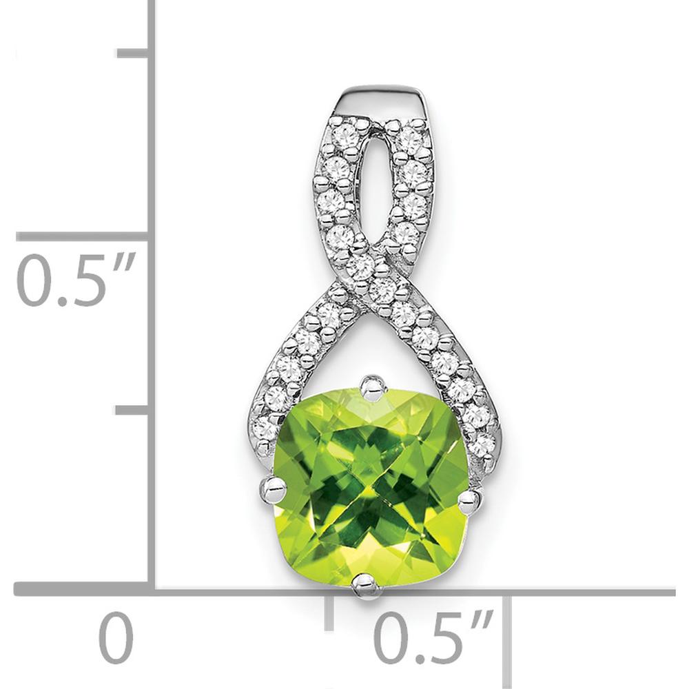 14K White Gold Peridot Cushion Cut Pendant with Round Diamond Halo - 2 Carat Total Peridot Weight by Lumare Gioia