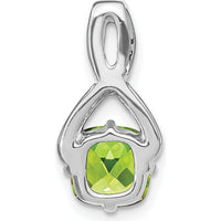 14K White Gold Peridot Cushion Cut Pendant with Round Diamond Halo - 2 Carat Total Peridot Weight by Lumare Gioia