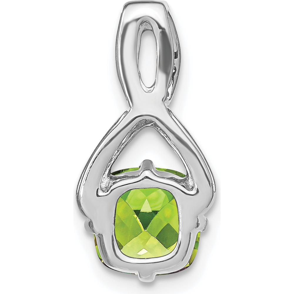 14K White Gold Peridot Cushion Cut Pendant with Round Diamond Halo - 2 Carat Total Peridot Weight by Lumare Gioia