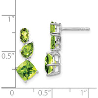 14K White Gold Peridot Dangle Earrings with Cushion, Pear, and Oval Cuts - 1.60 Carat Total Peridot Weight by Monteluci Fine Jewelry