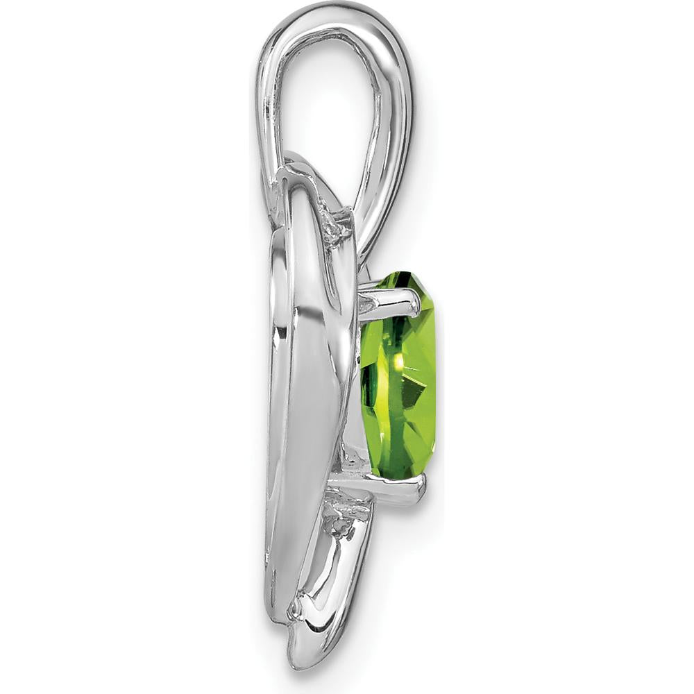 14K White Gold Peridot Heart Pendant with Diamond Accents - 0.992 Carat Peridot, 0.014 Carat Total Diamond Weight by Lumare Gioia