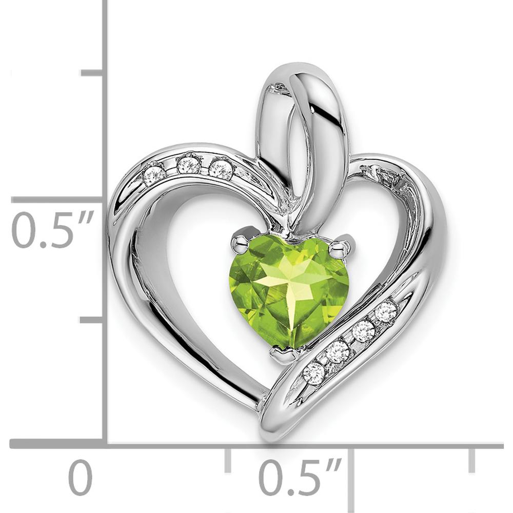 14K White Gold Peridot Heart Pendant with Diamond Accents - 0.992 Carat Peridot, 0.014 Carat Total Diamond Weight by Lumare Gioia