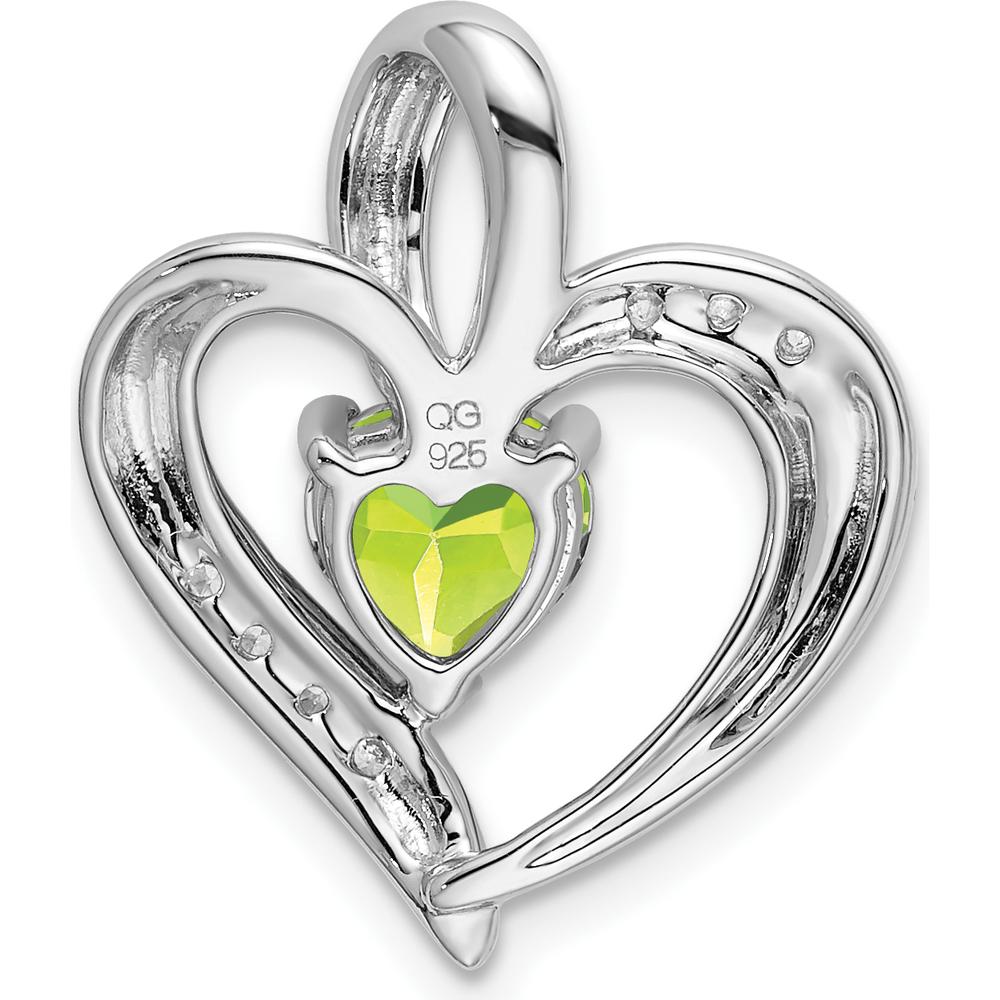 14K White Gold Peridot Heart Pendant with Diamond Accents - 0.992 Carat Peridot, 0.014 Carat Total Diamond Weight by Lumare Gioia
