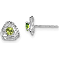 14K White Gold Peridot Post Earrings - 0.12 Carat Total Gemstone Weight by Oro Pregiato