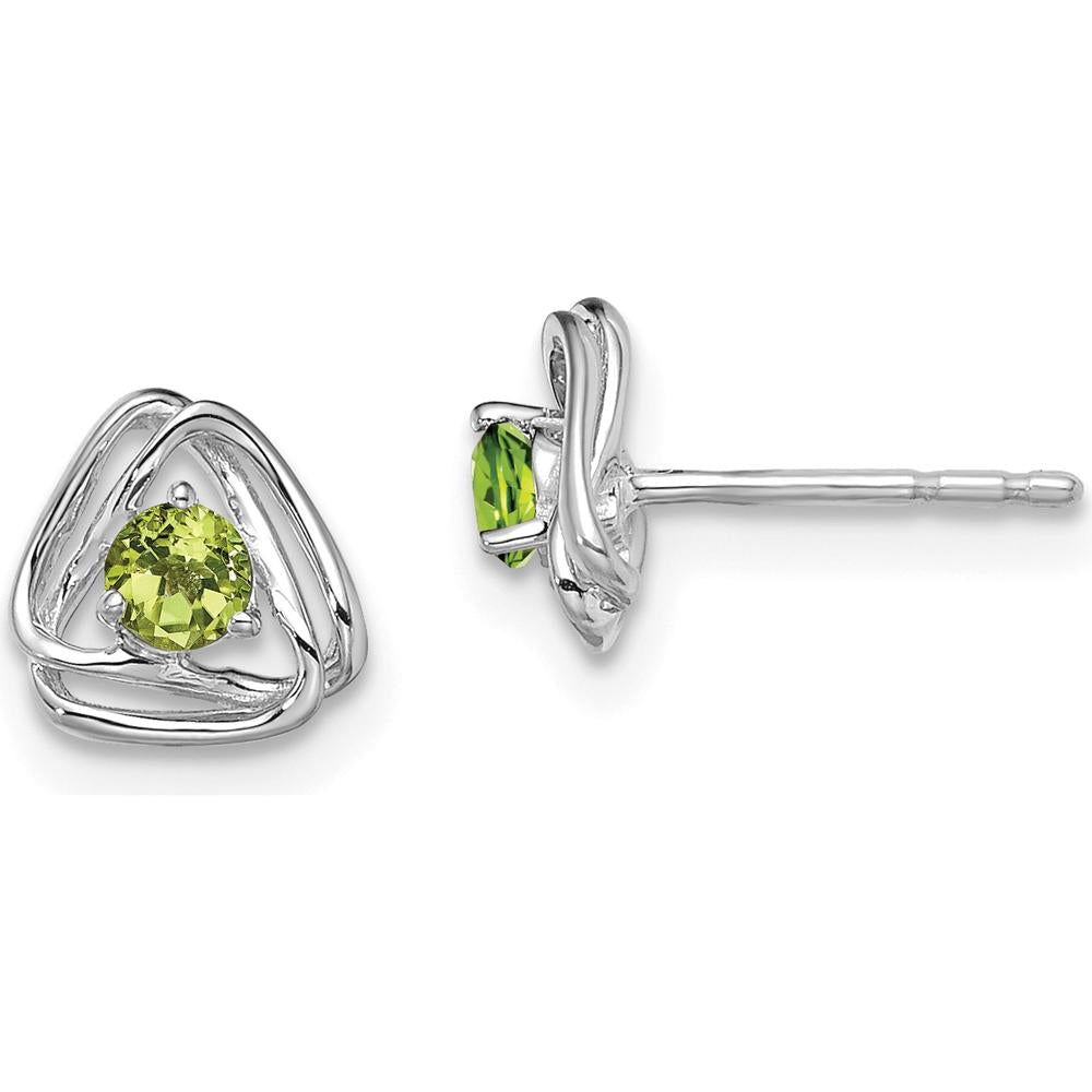 14K White Gold Peridot Post Earrings - 0.12 Carat Total Gemstone Weight by Oro Pregiato