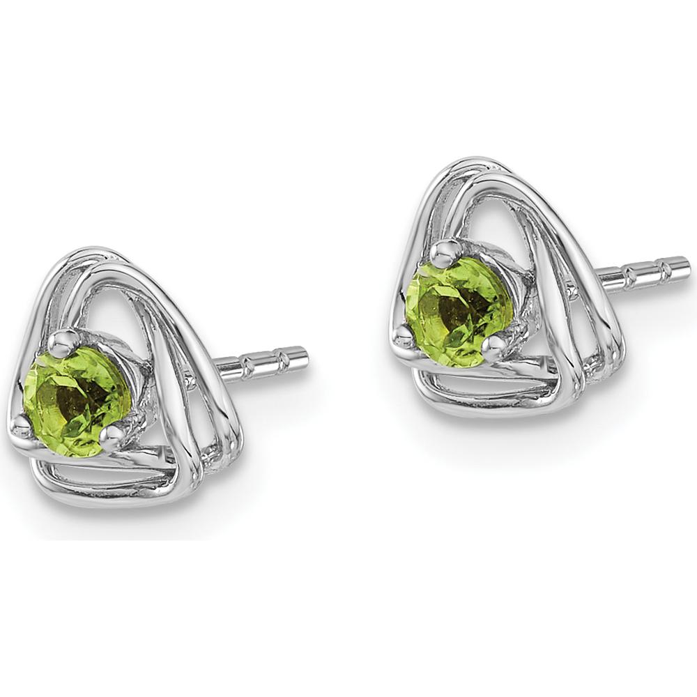 14K White Gold Peridot Post Earrings - 0.12 Carat Total Gemstone Weight by Oro Pregiato
