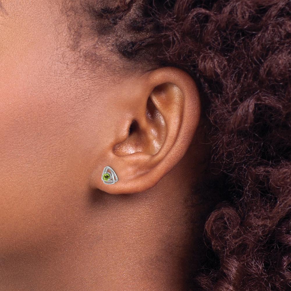 14K White Gold Peridot Post Earrings - 0.12 Carat Total Gemstone Weight by Oro Pregiato