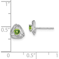 14K White Gold Peridot Post Earrings - 0.12 Carat Total Gemstone Weight by Oro Pregiato