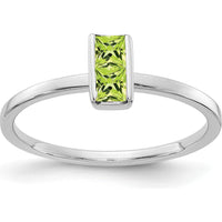 14K White Gold Peridot Princess Cut Ring - 0.34 Carat Total Peridot Weight by 0