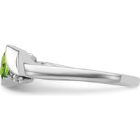 14K White Gold Peridot Ring with Round Diamond Accents - 0.588 Carat Peridot, 0.035 Carat Total Diamond Weight by 0