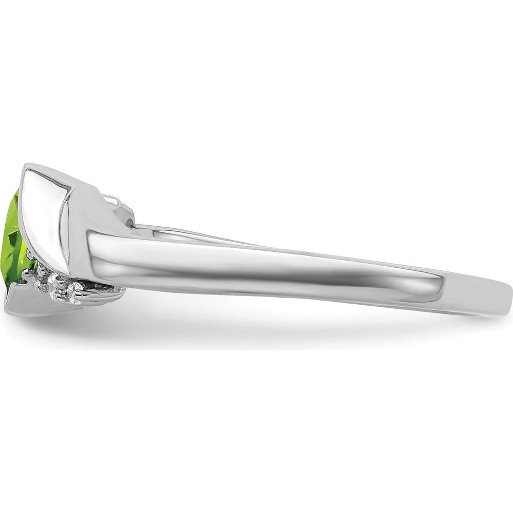 14K White Gold Peridot Ring with Round Diamond Accents - 0.588 Carat Peridot, 0.035 Carat Total Diamond Weight by 0