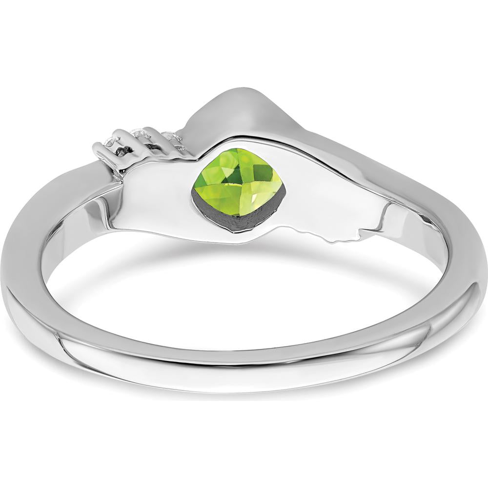 14K White Gold Peridot Ring with Round Diamond Accents - 0.588 Carat Peridot, 0.035 Carat Total Diamond Weight by 0