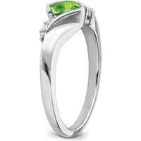 14K White Gold Peridot Ring with Round Diamond Accents - 0.588 Carat Peridot, 0.035 Carat Total Diamond Weight by 0