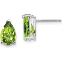 14K White Gold Peridot Stud Earrings - 1.55 Carat Total Peridot Weight by Monteluci Fine Jewelry