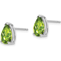 14K White Gold Peridot Stud Earrings - 1.55 Carat Total Peridot Weight by Monteluci Fine Jewelry
