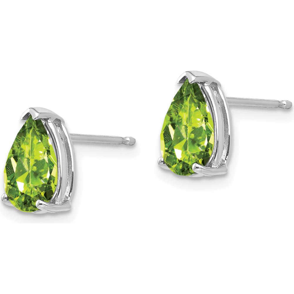 14K White Gold Peridot Stud Earrings - 1.55 Carat Total Peridot Weight by Monteluci Fine Jewelry