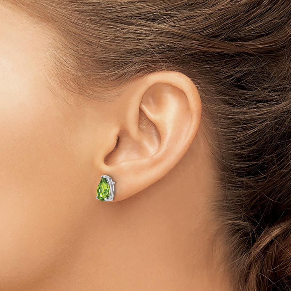 14K White Gold Peridot Stud Earrings - 1.55 Carat Total Peridot Weight by Monteluci Fine Jewelry