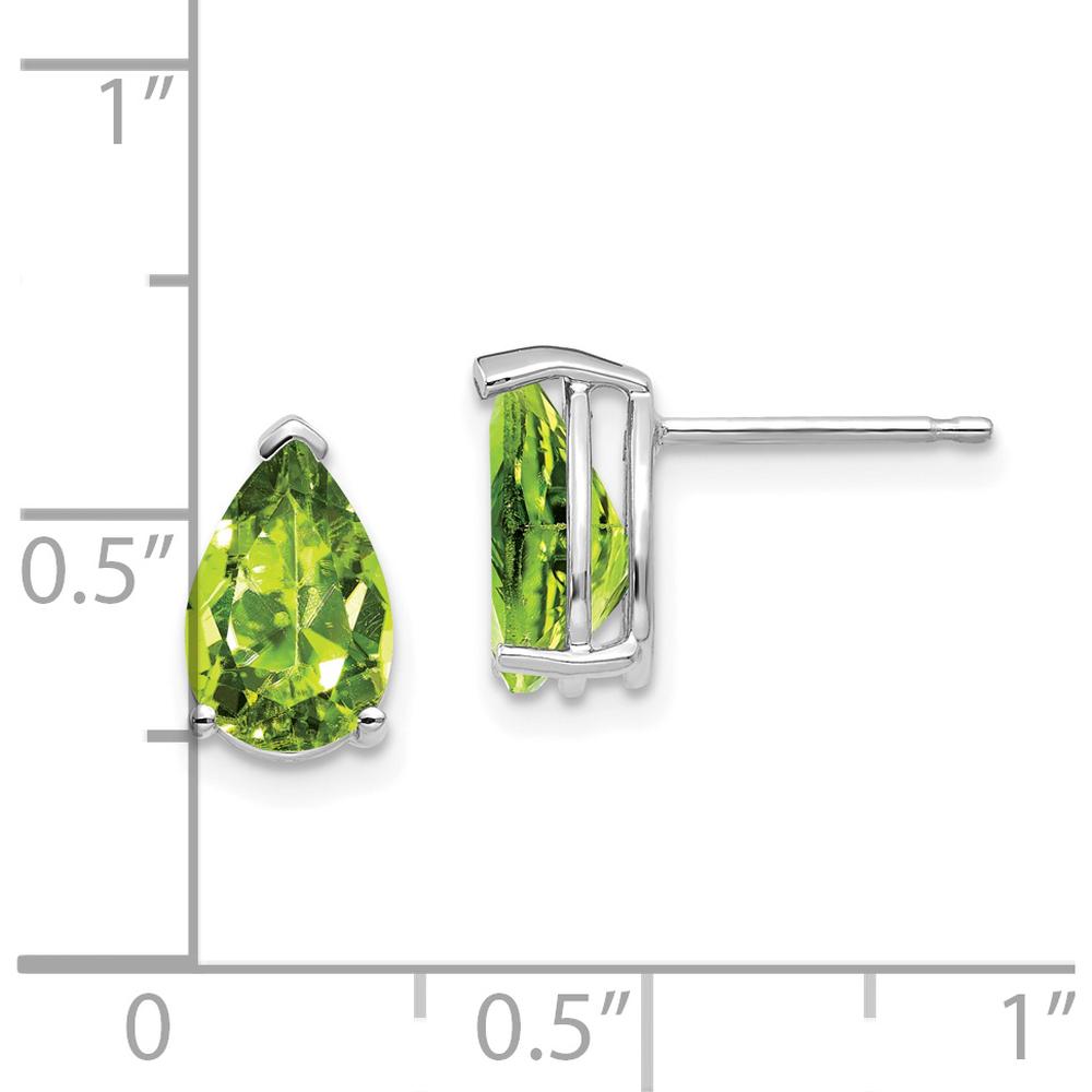 14K White Gold Peridot Stud Earrings - 1.55 Carat Total Peridot Weight by Monteluci Fine Jewelry