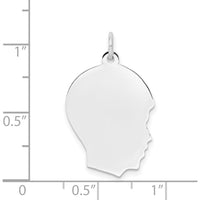 14K White Gold Personalized Boy Charm Pendant with Right-Facing Design - Engravable, Polished Finish by Oro Pregiato