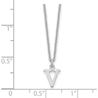 14K White Gold Personalized Cutout Letter V Initial Necklace - 18" Cable Chain by Oro Pregiato
