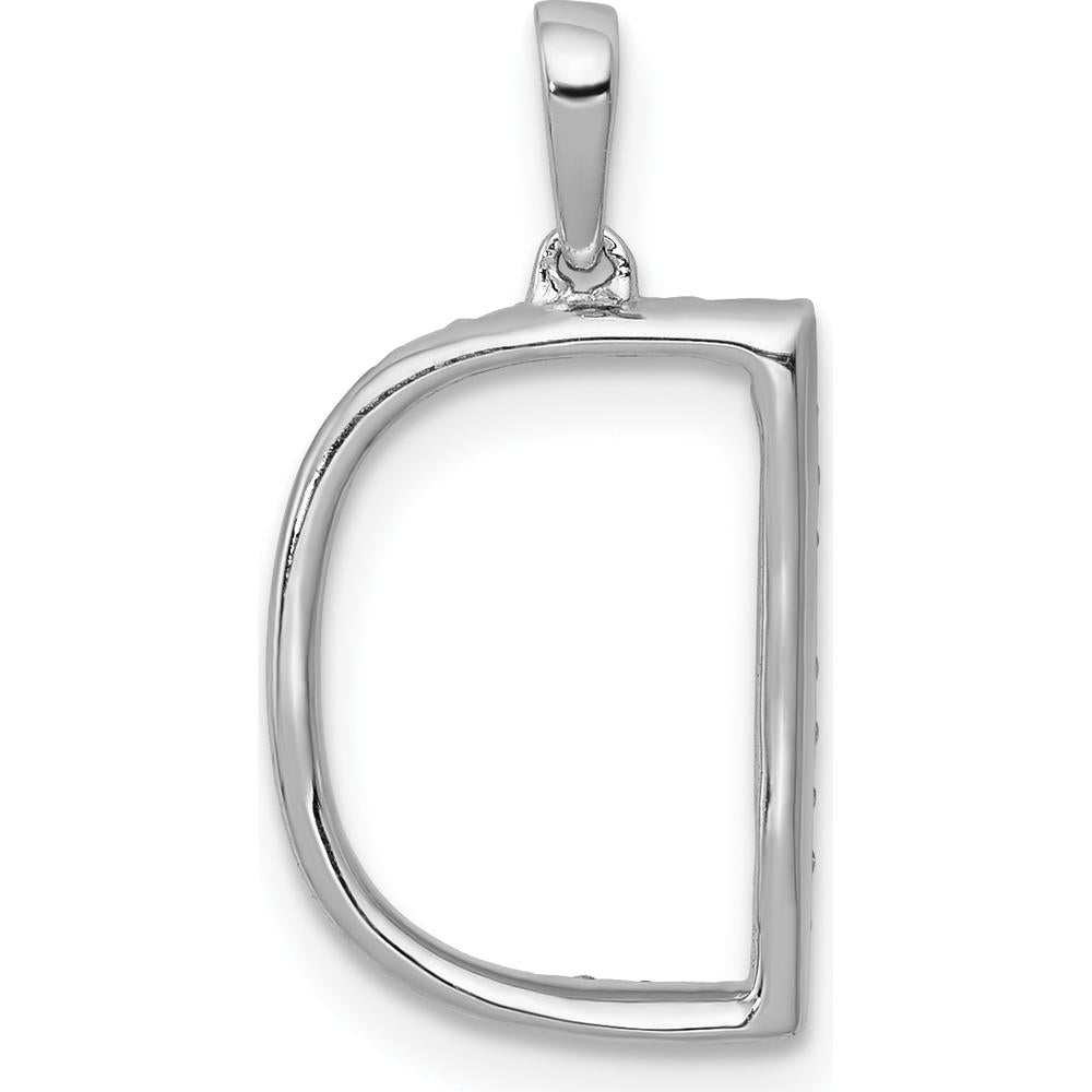14K White Gold Personalized Diamond "D" Initial Pendant with Round Diamonds - 0.003 Carat Total Diamond Weight by Oro Pregiato