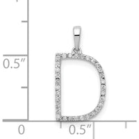 14K White Gold Personalized Diamond "D" Initial Pendant with Round Diamonds - 0.003 Carat Total Diamond Weight by Oro Pregiato
