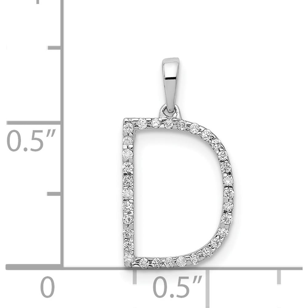 14K White Gold Personalized Diamond "D" Initial Pendant with Round Diamonds - 0.003 Carat Total Diamond Weight by Oro Pregiato