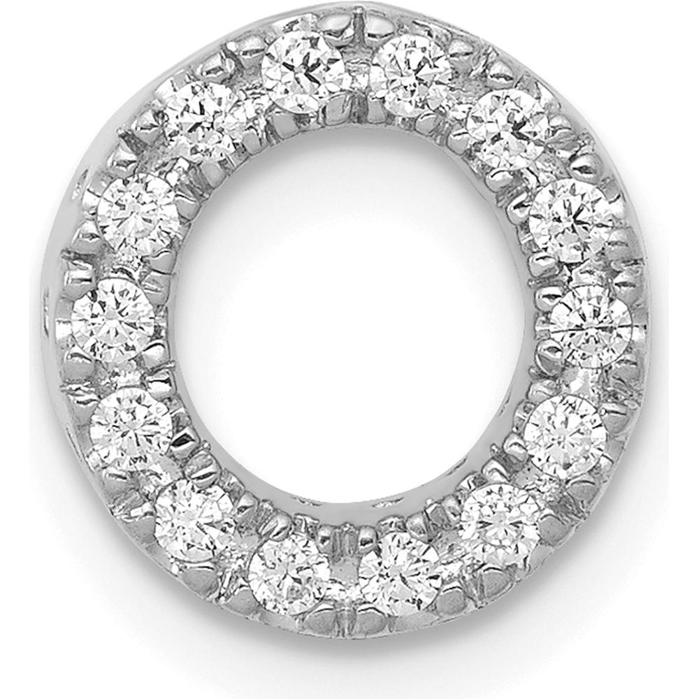 14K White Gold Personalized Diamond Letter O Initial Charm with 14 Round Diamonds - 0.01 Carat Total Diamond Weight by Oro Pregiato