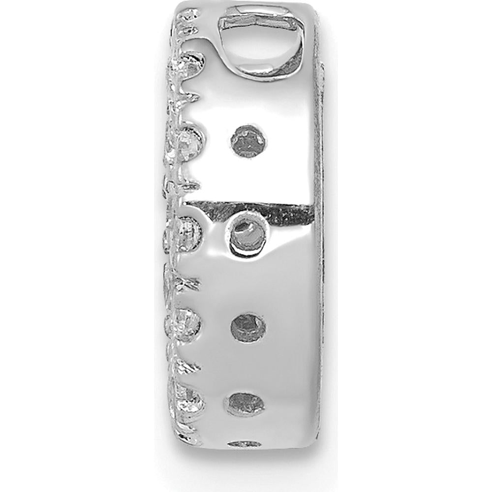 14K White Gold Personalized Diamond Letter O Initial Charm with 14 Round Diamonds - 0.01 Carat Total Diamond Weight by Oro Pregiato