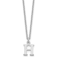 14K White Gold Personalized "H" Initial Pendant Necklace with Rhodium Plating - 18-inch Cable Chain by Oro Pregiato