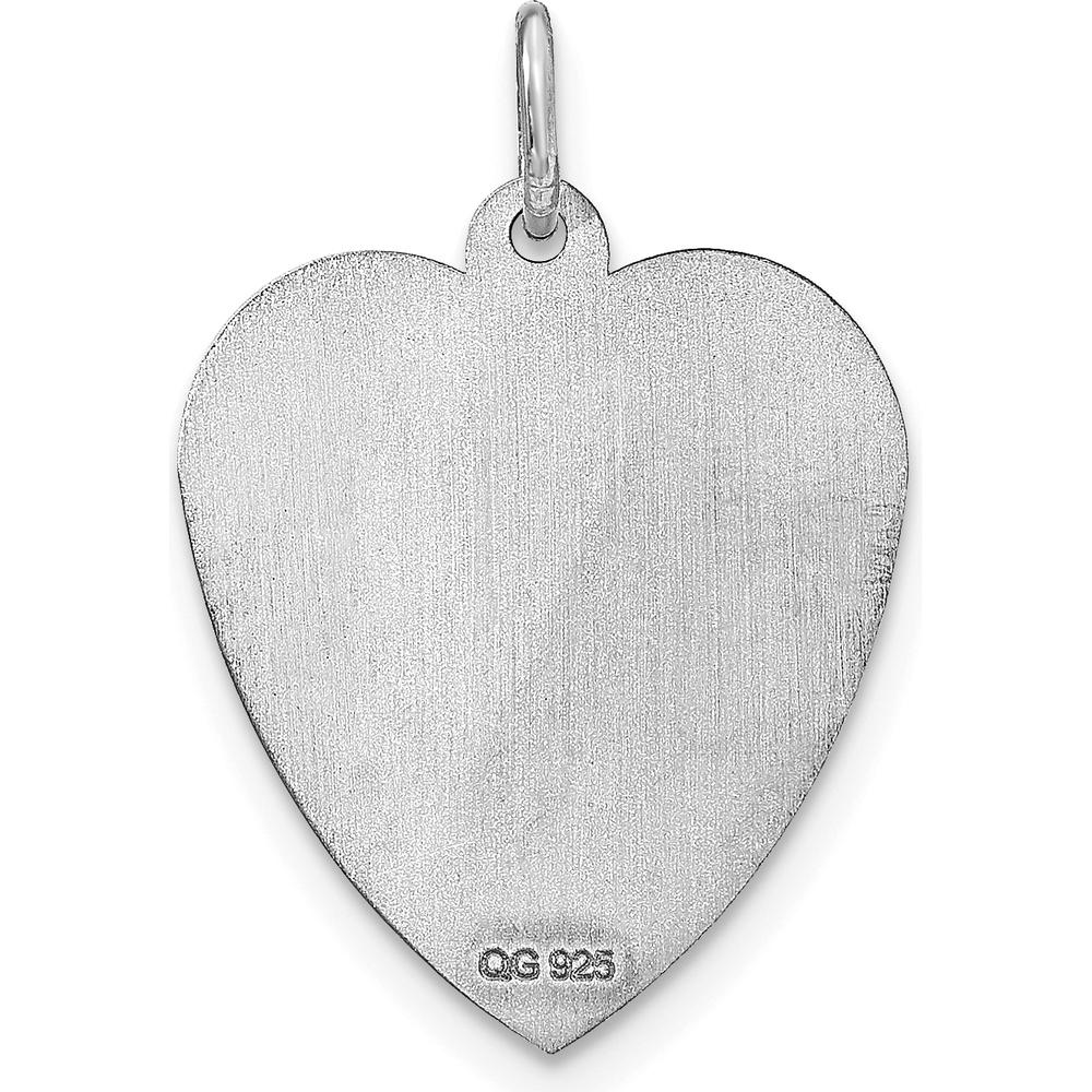 14K White Gold Personalized Heart Disc Name Charm with Satin Finish by Oro Pregiato