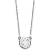 14K White Gold Personalized Initial 'C' Circle Pendant Necklace with Cable Chain - 18" by Oro Pregiato