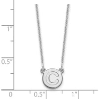 14K White Gold Personalized Initial 'C' Circle Pendant Necklace with Cable Chain - 18" by Oro Pregiato