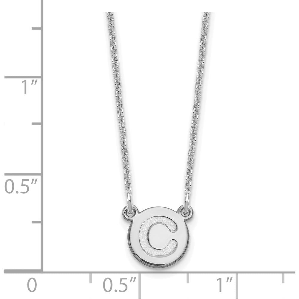 14K White Gold Personalized Initial 'C' Circle Pendant Necklace with Cable Chain - 18" by Oro Pregiato