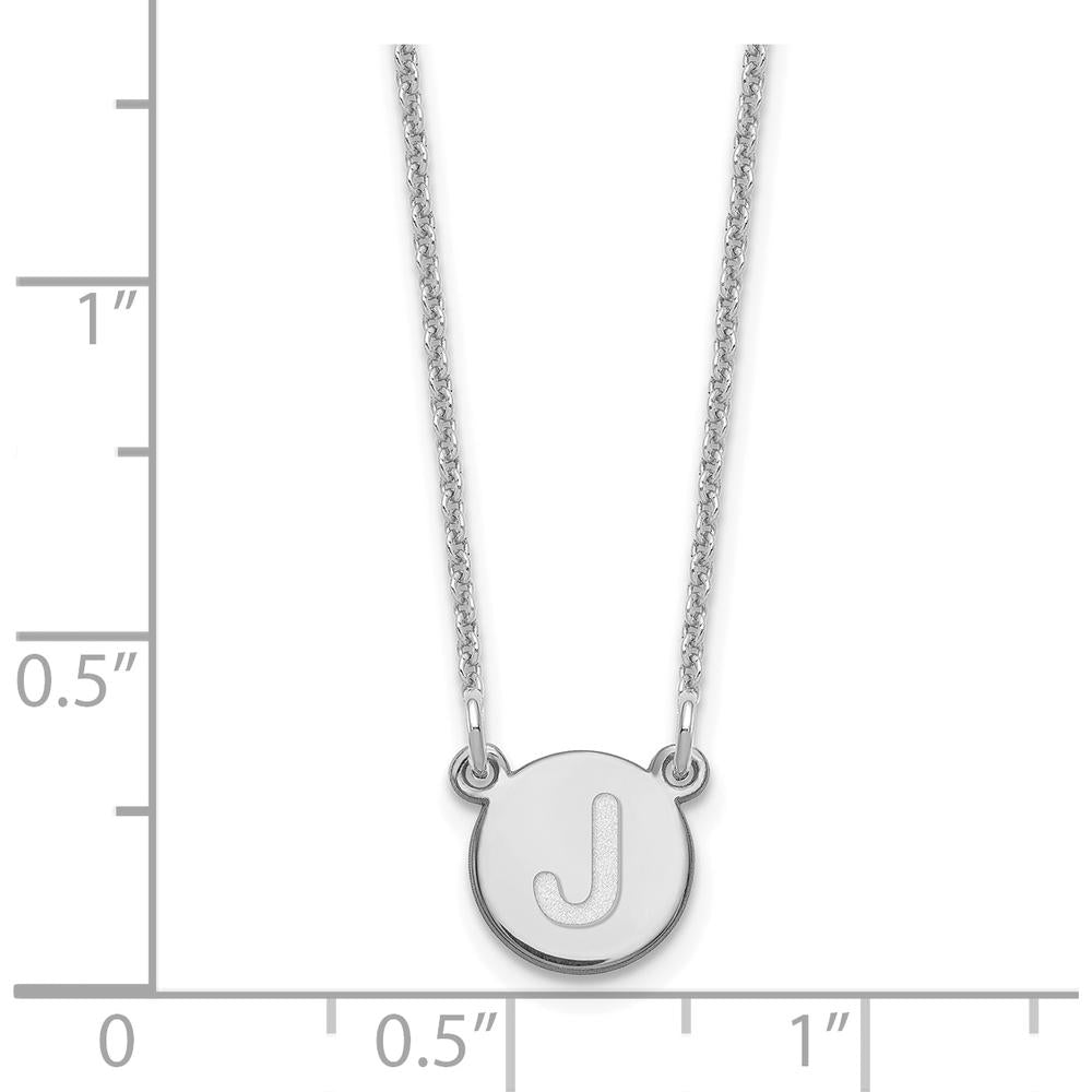 14K White Gold Personalized Initial "J" Pendant Necklace with Rhodium Plating by Oro Pregiato
