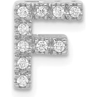 14K White Gold Personalized Letter F Diamond Charm Pendant with Round Diamonds - 0.01 Carat Total Diamond Weight by Oro Pregiato