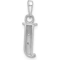 14K White Gold Personalized Letter J Pendant with 2 Round Diamonds - 0.01 Carat Total Diamond Weight by Oro Pregiato
