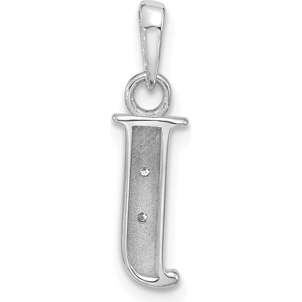 14K White Gold Personalized Letter J Pendant with 2 Round Diamonds - 0.01 Carat Total Diamond Weight by Oro Pregiato