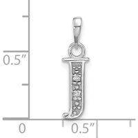 14K White Gold Personalized Letter J Pendant with 2 Round Diamonds - 0.01 Carat Total Diamond Weight by Oro Pregiato