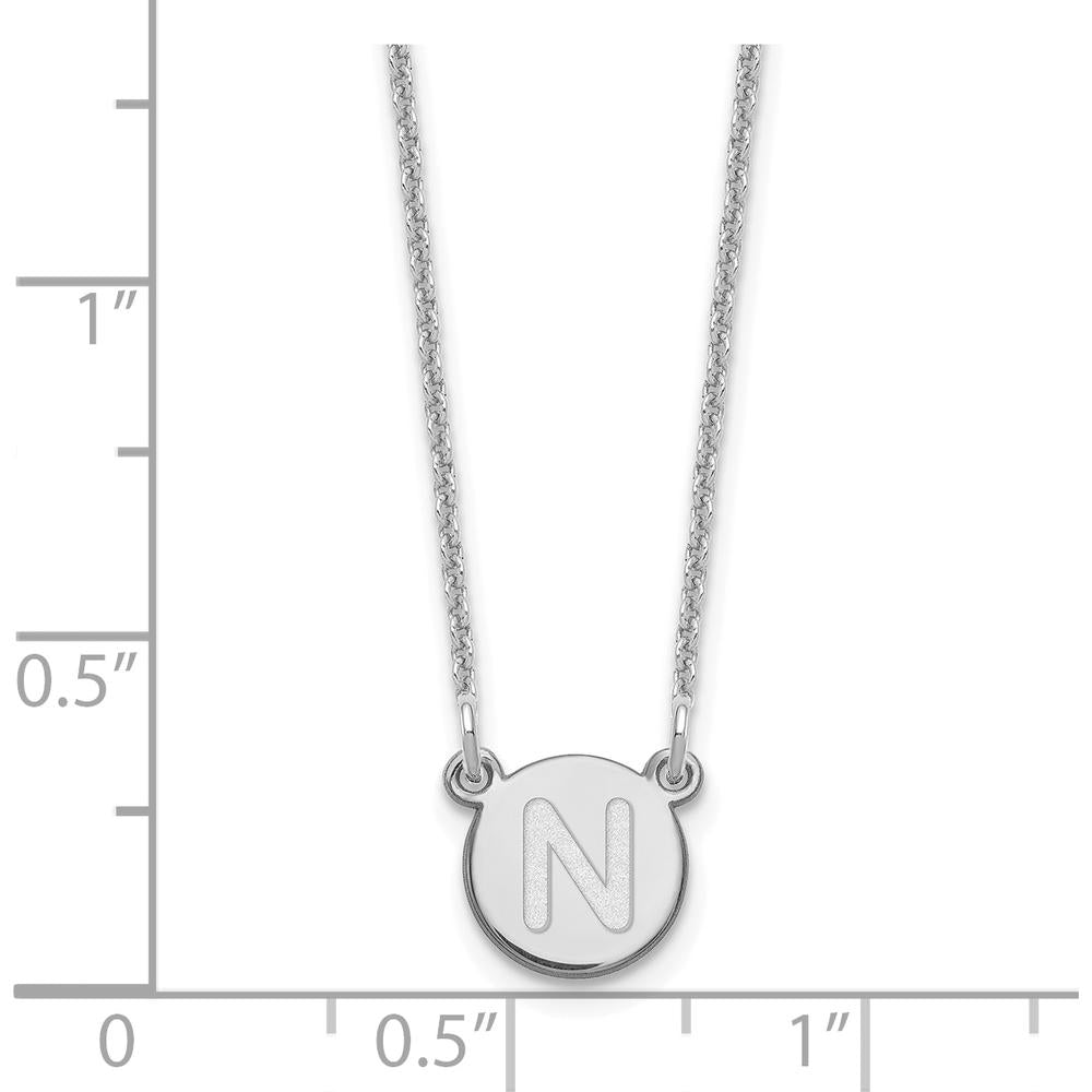 14K White Gold Personalized N Initial Pendant Necklace with Cable Chain - 18" by Oro Pregiato