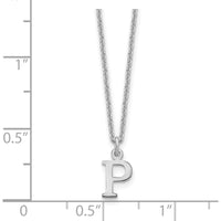 14K White Gold Personalized P Initial Pendant Necklace - Rhodium Plated 18" Cable Chain by Oro Pregiato