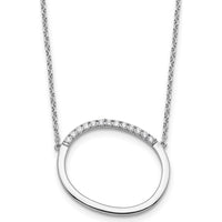 14K White Gold Personalized Sideways Diamond "O" Necklace - 0.20 Carat Total Diamond Weight by Oro Pregiato