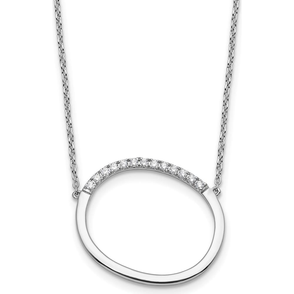 14K White Gold Personalized Sideways Diamond "O" Necklace - 0.20 Carat Total Diamond Weight by Oro Pregiato