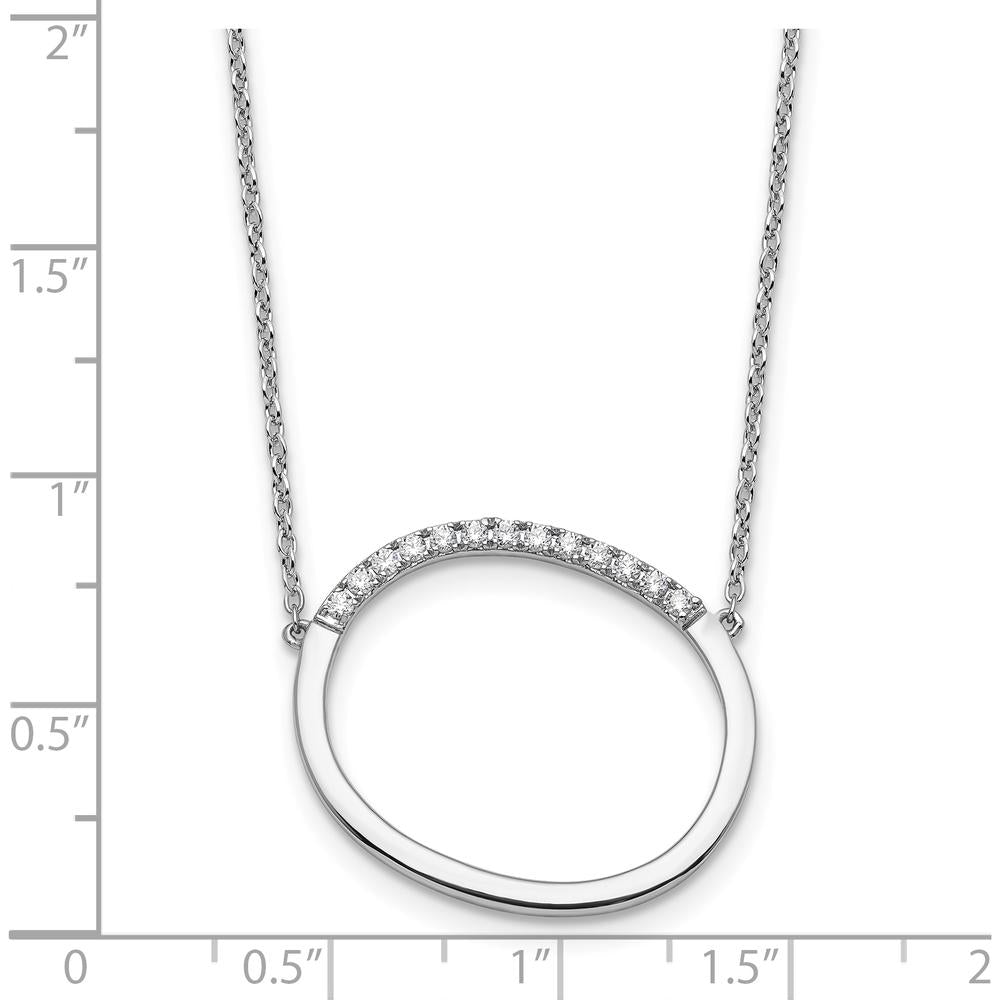 14K White Gold Personalized Sideways Diamond "O" Necklace - 0.20 Carat Total Diamond Weight by Oro Pregiato