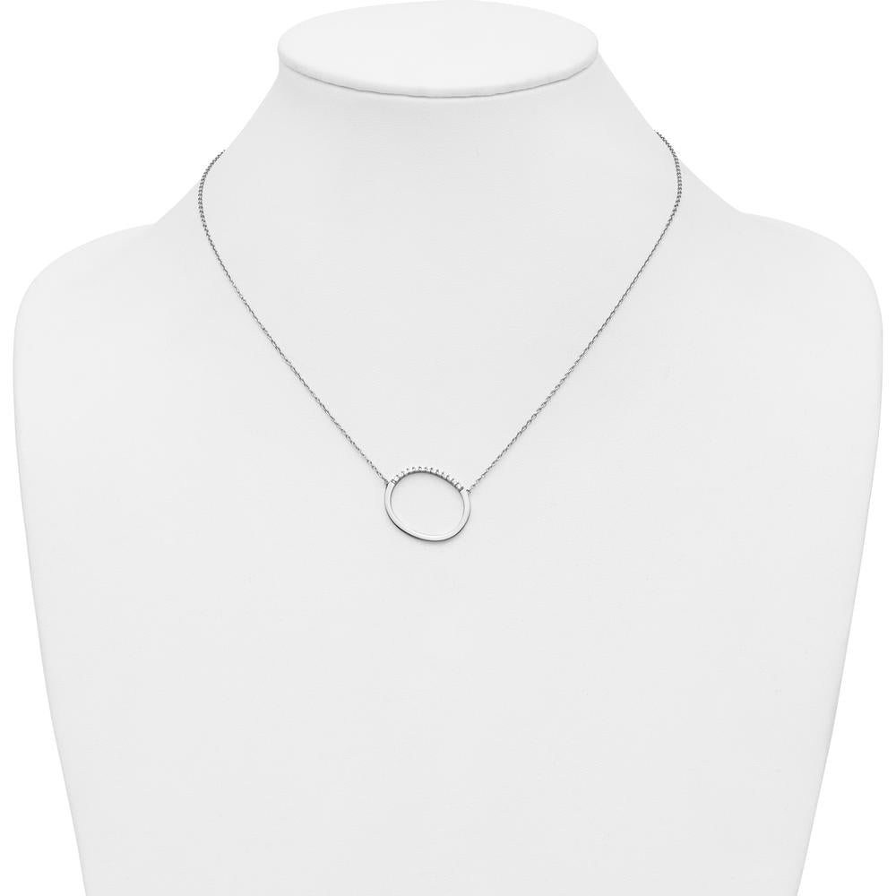 14K White Gold Personalized Sideways Diamond "O" Necklace - 0.20 Carat Total Diamond Weight by Oro Pregiato