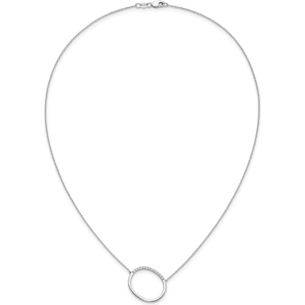14K White Gold Personalized Sideways Diamond "O" Necklace - 0.20 Carat Total Diamond Weight by Oro Pregiato